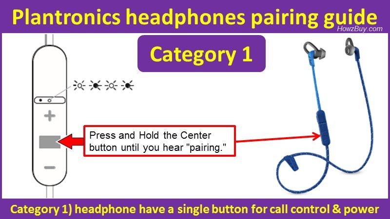 Plantronics headphones pairing guide - single button for call control & power