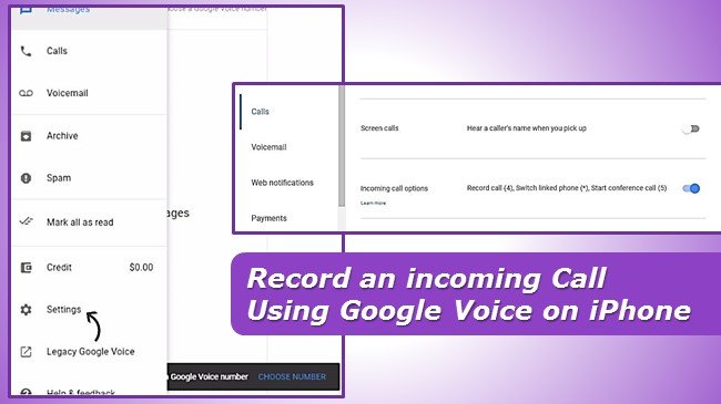 Record an incoming Call using google voice on iphone FREE