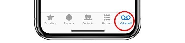 voicemail tab on iphone for viewing recordings